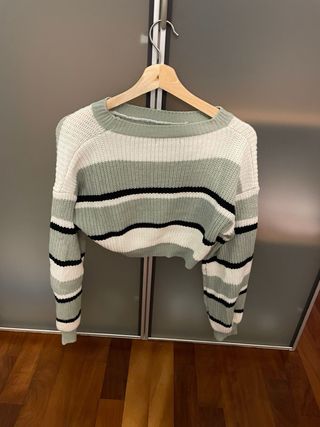 Jersey rayas verde, blanco y negro