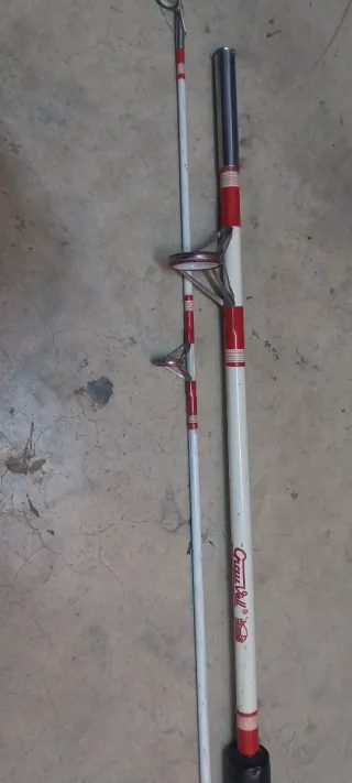 Caña de pesca blanca y roja