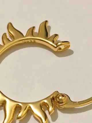 Aros Sol Plata 925 Baño Oro