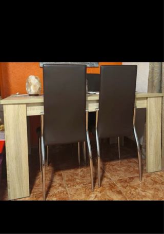 Juego de 4 Sillas Comedor Piel Sintética