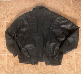 Chaqueta Cuero Vintage Negra