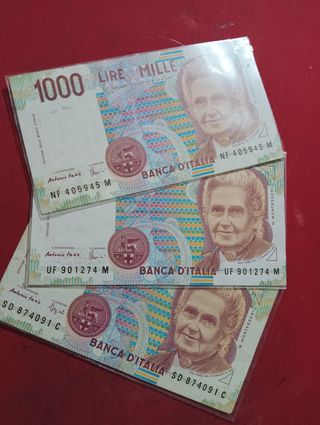 3 Banconote Lire 1000 Italia