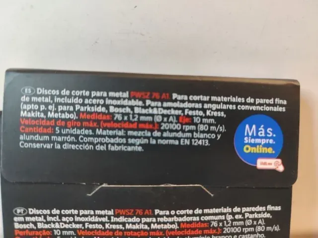 76mm Pequeños 10 Discos PARKSIDE Amoladora 12V