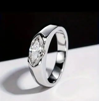 Anillo Plata y Moissanita Marquise