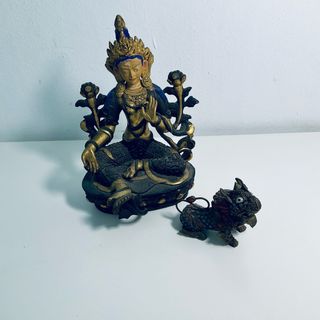 Escultura Bronce Diosa Abundancia Tibet Asia