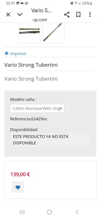 Caña de pescar Tubertini VARIO STRONG 5m