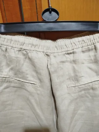 Pantalón lino Mango beige