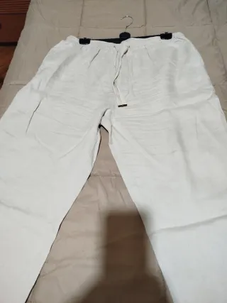 Pantalón lino Mango beige