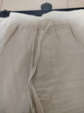 Pantalón lino Mango beige