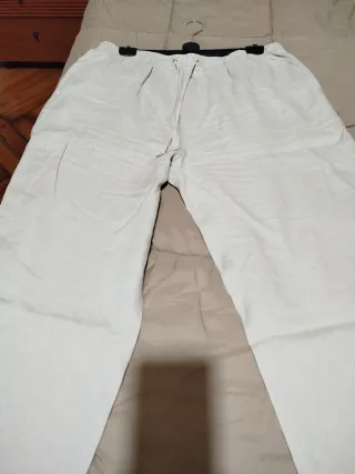 Pantalón lino Mango beige