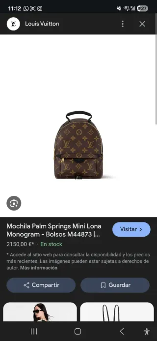 Mochila Louis Vuitton Pequeña Marrón Dorada