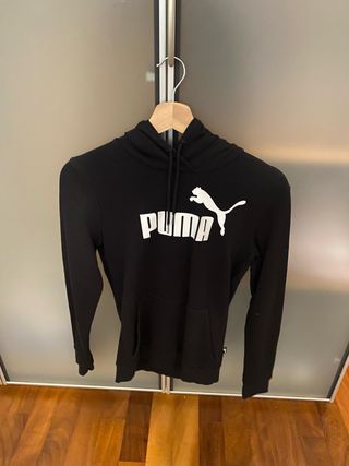 Sudadera Puma Negra con Logo Blanco