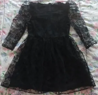 Vestido Zara Negro Encaje Manga Larga