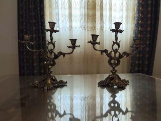 Pareja Candelabros Bronce Antiguos