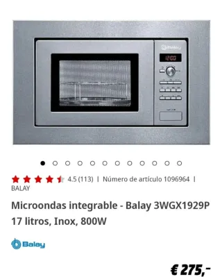Microondas Integrable Balay 17L