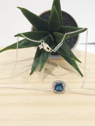 Collar Pandora Plata con Piedra Azul