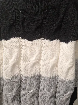 Jersey de punto rayas negro, gris y blanco