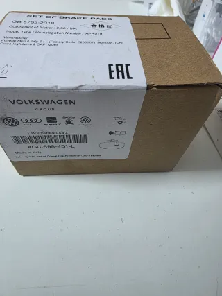 Pastillas Freno VW Audi Seat Skoda 4G0698451L