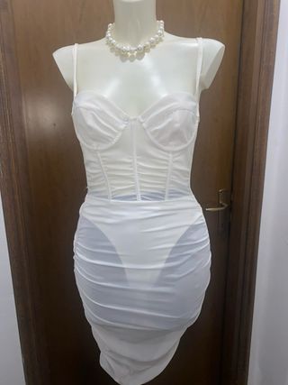 Abito corto trasparente bianco