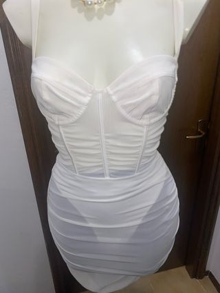 Abito corto trasparente bianco