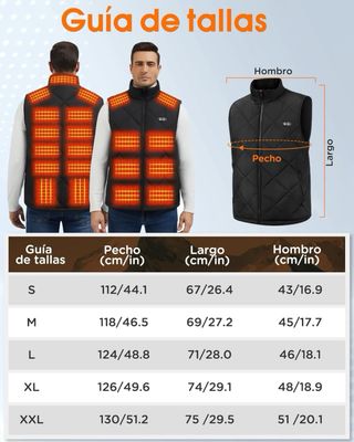 Chaleco Calefactable Negro con baterias
