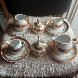 Conjunto Vintage 2 Salseras, azucarero y 2 platos