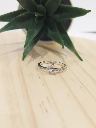 Anillo Pandora Mariposa Rosa Plata
