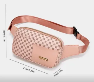 Riñonera rosa con estampado geométrico