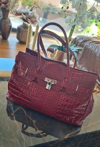 Borsa donna effetto coccodrillo rossa