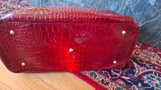 Borsa donna effetto coccodrillo rossa