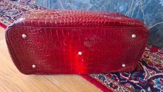 Borsa donna effetto coccodrillo rossa