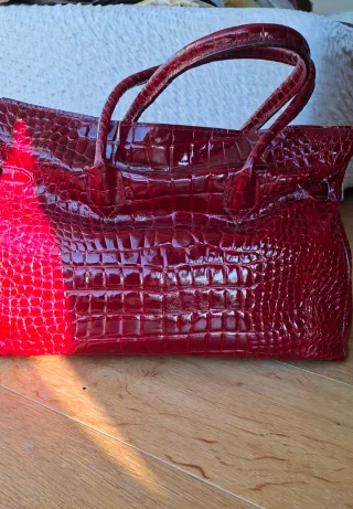 Borsa donna effetto coccodrillo rossa