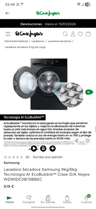 Lavasecadora Samsung 9kg/6kg PRECINTADA