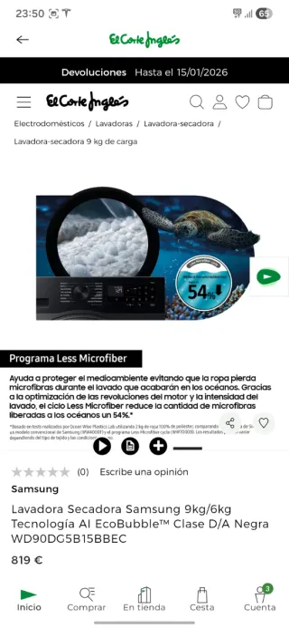 Lavasecadora Samsung 9kg/6kg PRECINTADA