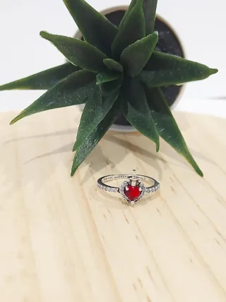 Anillo Pandora Corazón Rojo y Circonitas
