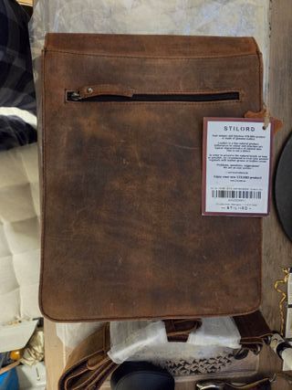 Stilord "Oxford" tracolla vintage pelle NUOVA