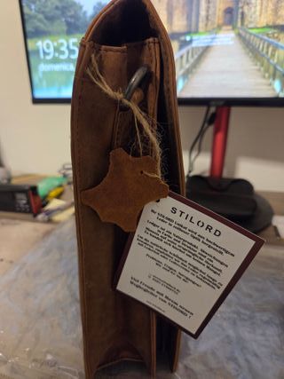 Stilord "Oxford" tracolla vintage pelle NUOVA