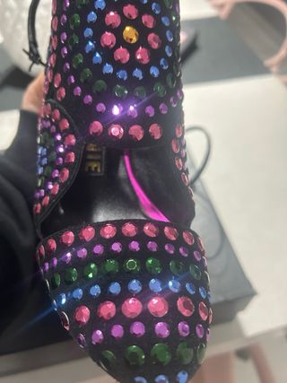 Scarpe con tacco nere multicolor