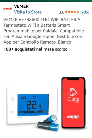 Termostato Vemer VE788600 WiFi Bianco
