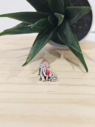 Charm Pandora Elefantes Corazón Rosa Plata
