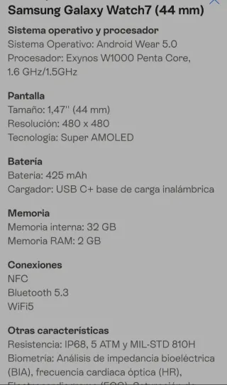 Samsung Galaxy Watch7  44 mm bluetooth a estrenar.