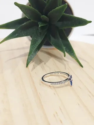 Anillo Pandora Mariposa Azul y Plata