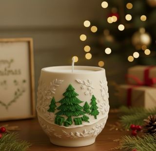 Vela Vaso Natalício | Vela Natal | Cera de Soja