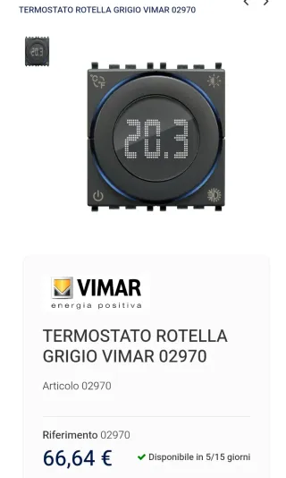 Termostato Rotella Grigio Vimar 02970