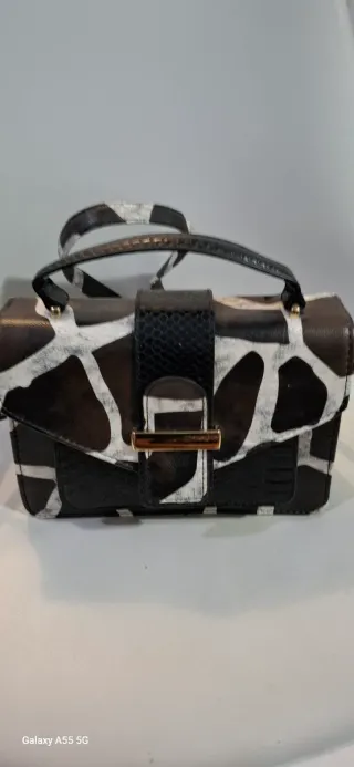 Bolso Negro Piel Jirafa