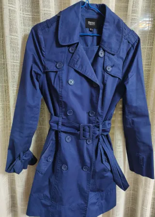 Gabardina Azul Blanco Talla M