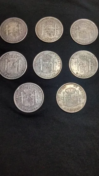 Lote 8 monedas 5 pesetas plata