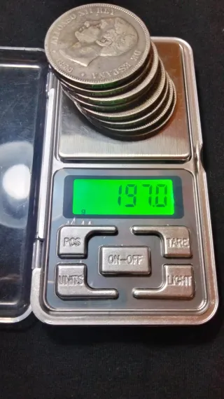 Lote 8 monedas 5 pesetas plata