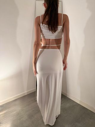 Vestido blanco largo con cut-outs Talla S M