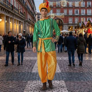 Disfraz Paje Verde Talla Unica S/M - Traje Gorro